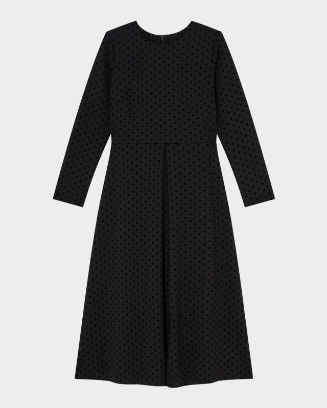 Marim Pleated Polka-Dot Ponte Midi Dress